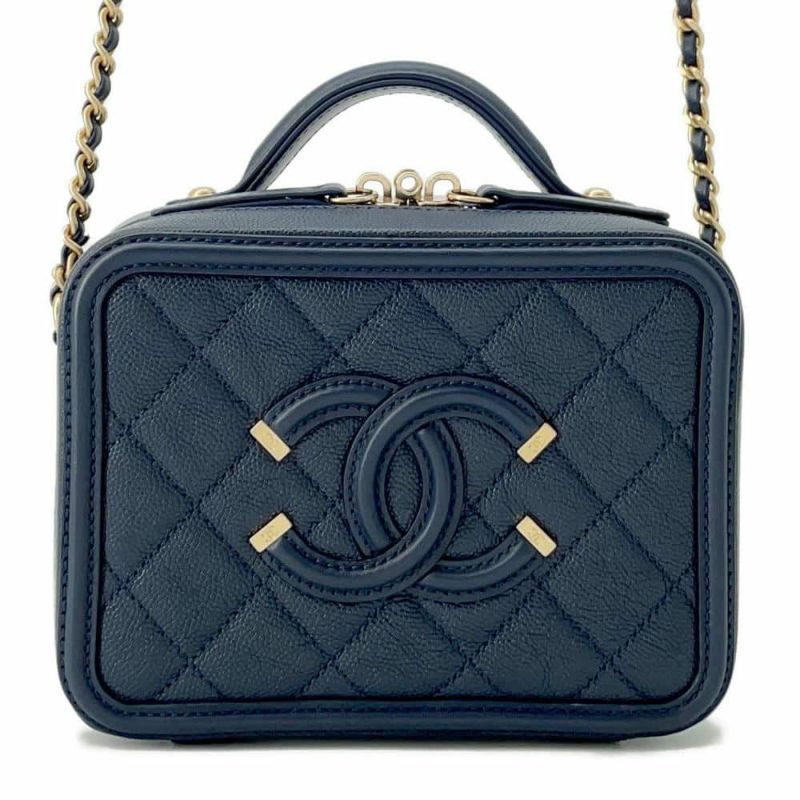 シャネル チェーンショルダーバッグ CCフィリグリー バニティバッグ キャビアスキン A93343 CHANEL バッグ