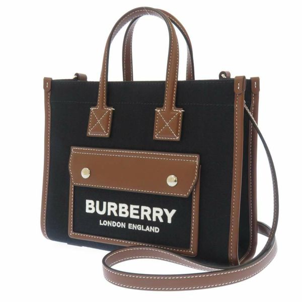 バーバリー ハンドバッグ ミニフレヤトート キャンバス 8055749 BURBERRY 2wayショルダー 黒