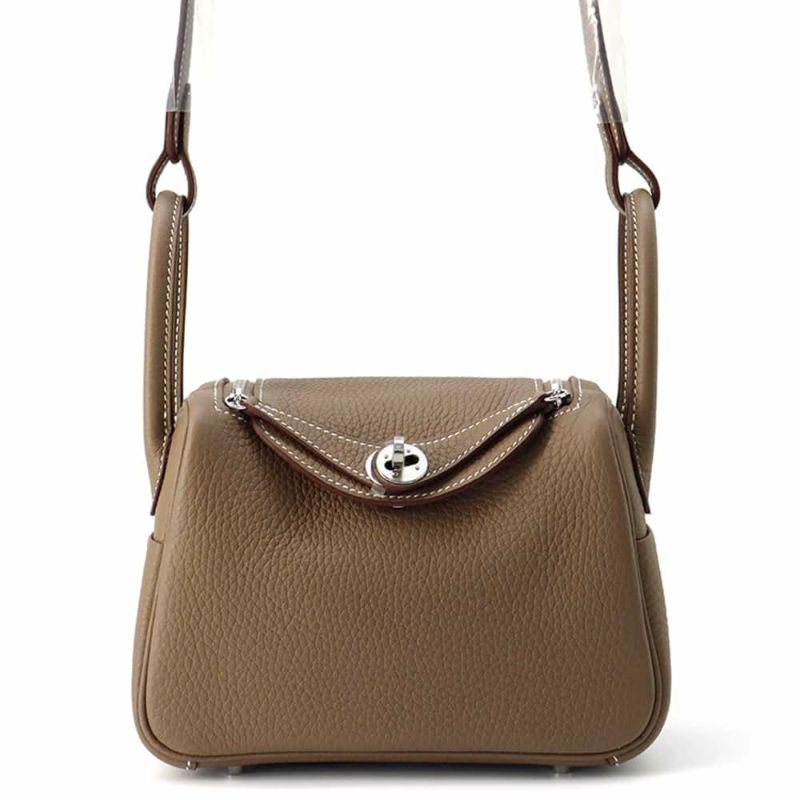 エルメス ハンドバッグ リンディ ミニ エトゥープ/シルバー金具 トリヨンクレマンス K刻印 2wayショルダー