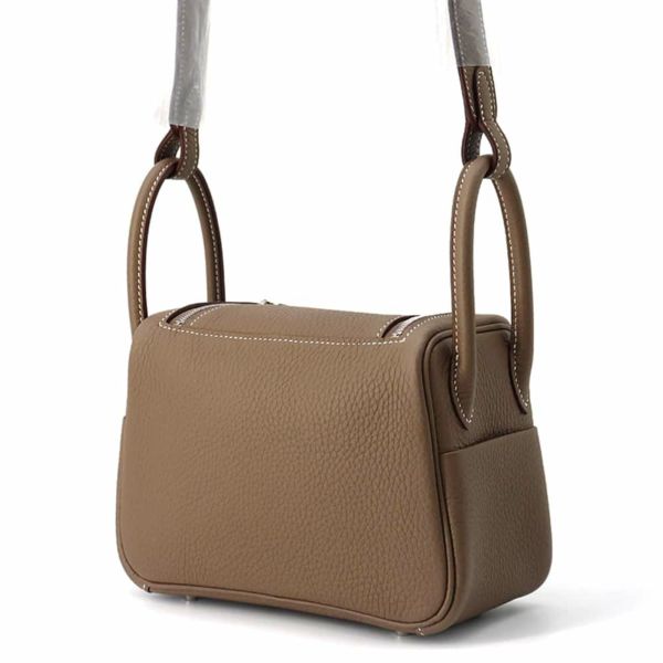 エルメス ハンドバッグ リンディ ミニ エトゥープ/シルバー金具 トリヨンクレマンス K刻印 2wayショルダー