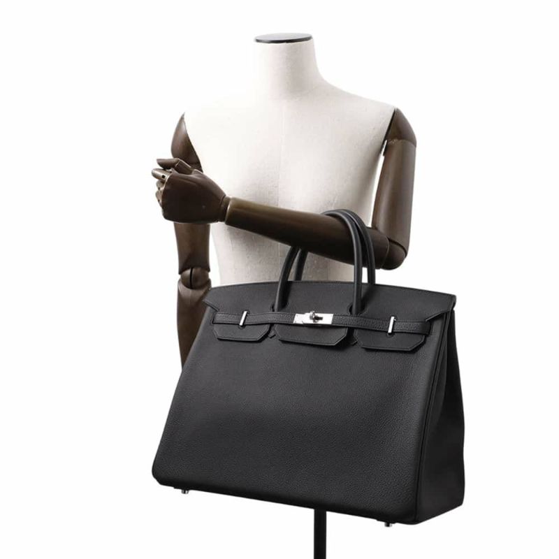 エルメス バーキン40 ブラック/シルバー金具 トゴ K刻印 HERMES Birkin ハンドバッグ