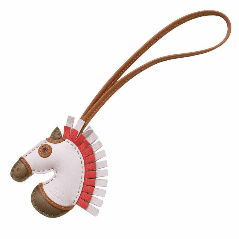 エルメス バッグチャーム ジージー カマイユ モーヴペール/ローズテキサス/エトゥープ/ゴールド ラムスキン B刻印