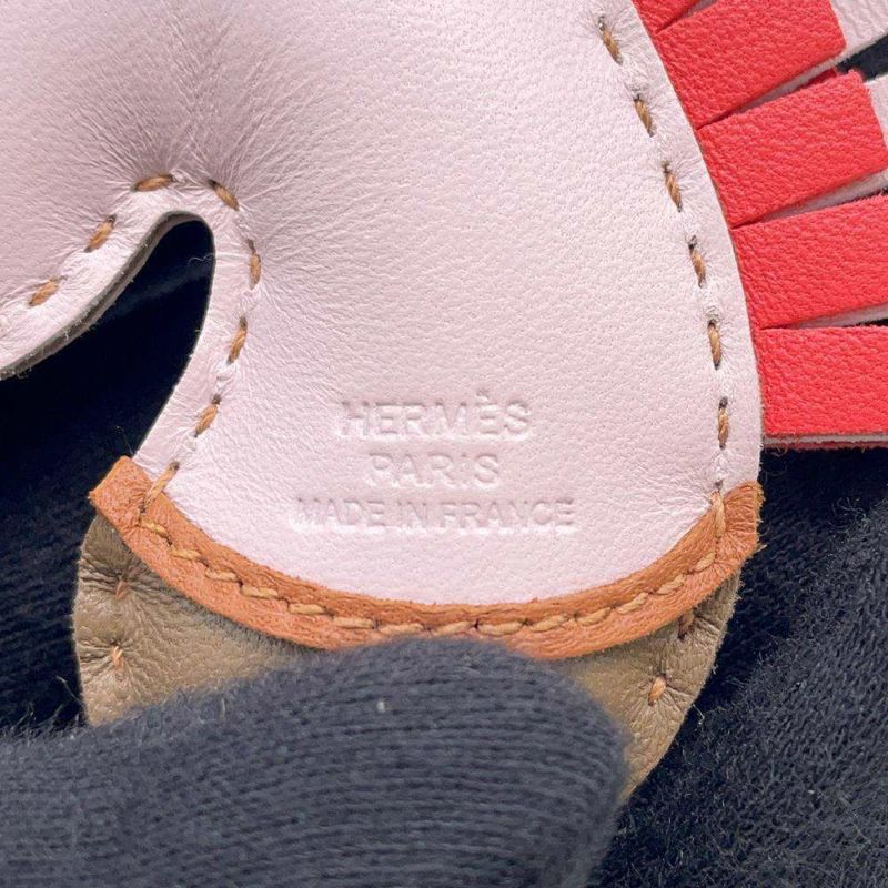 エルメス バッグチャーム ジージー カマイユ モーヴペール/ローズテキサス/エトゥープ/ゴールド ラムスキン B刻印