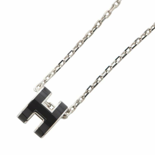 エルメス ネックレス ミニ・ポップアッシュ ブラック/シルバー金具 HERMES アクセサリー