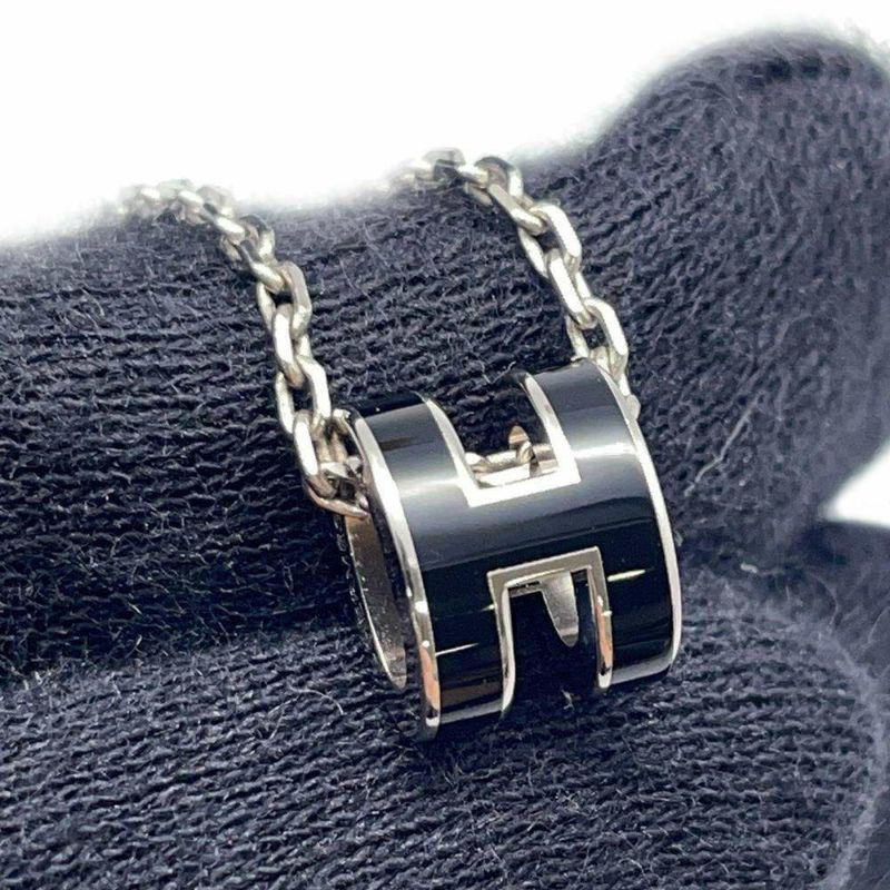 エルメス ネックレス ミニ・ポップアッシュ ブラック/シルバー金具 HERMES アクセサリー