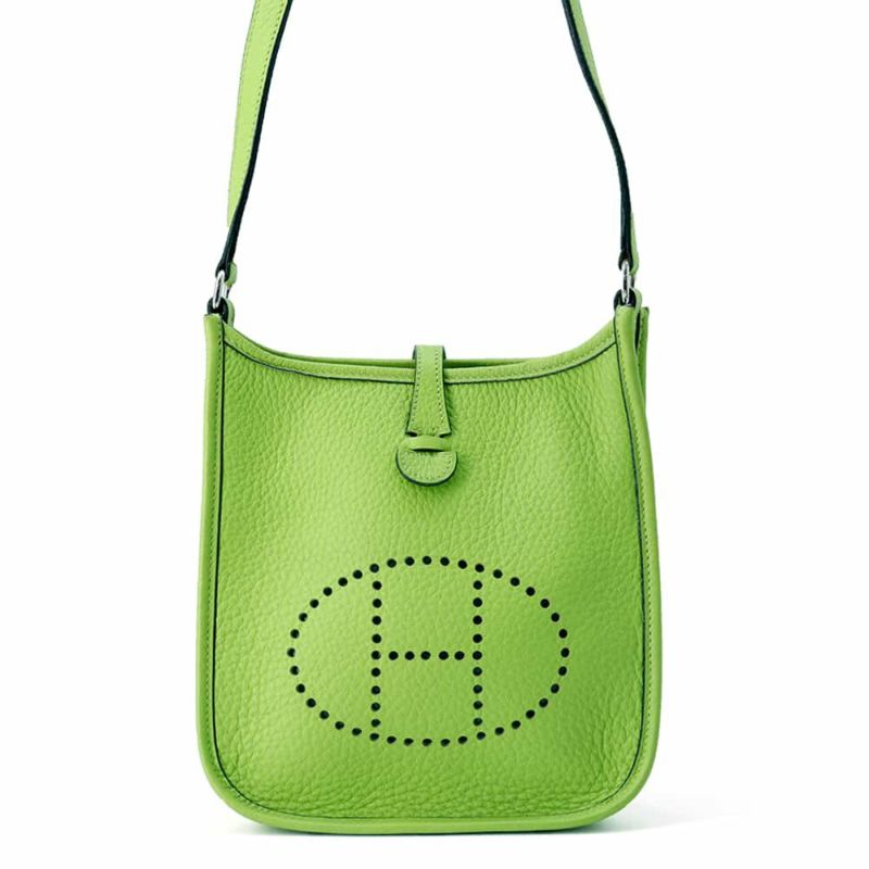 エルメス ショルダーバッグ エブリンTPM アップルグリーン/シルバー金具 トリヨンクレマンス □F刻印 HERMES Evelyne