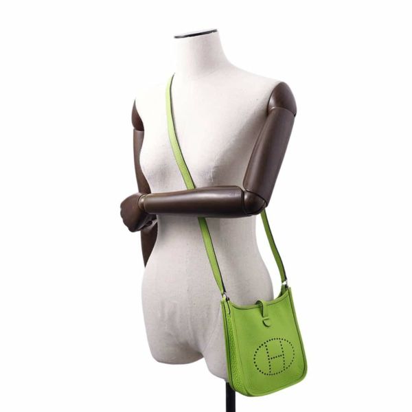 エルメス ショルダーバッグ エブリンTPM アップルグリーン/シルバー金具 トリヨンクレマンス □F刻印 HERMES Evelyne