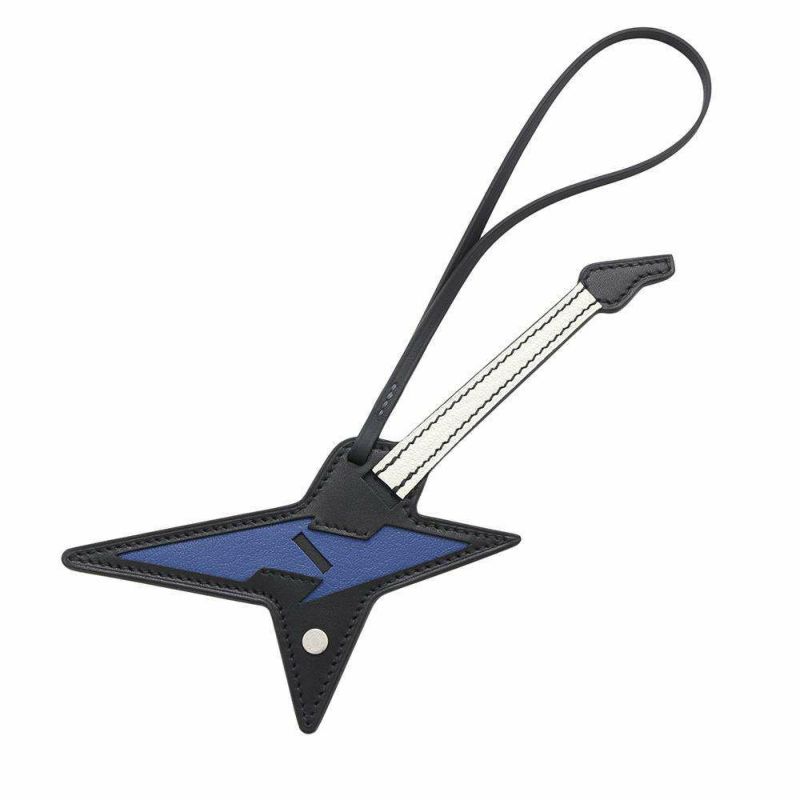 エルメス バッグチャーム ロック ギター ブラック/ブルーロワイヤル/マッシュルーム タデラクト/シェブルシャムキラ B刻印