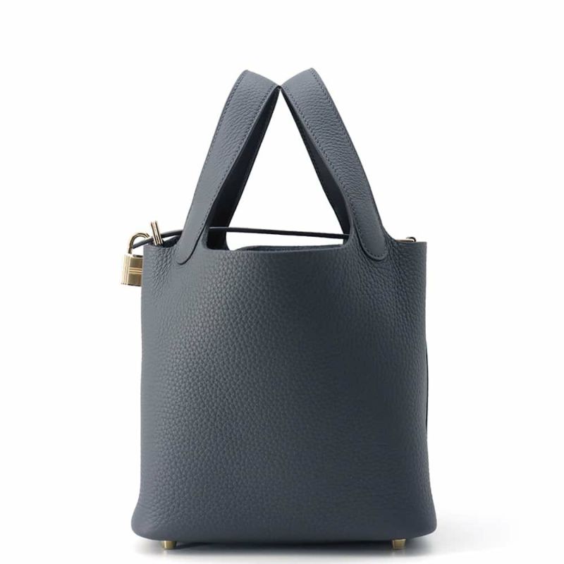 エルメス ハンドバッグ ピコタンロックPM エクラ グリミスティ/ブラック/シャンパンゴールド金具 トリヨンクレマンス W刻印