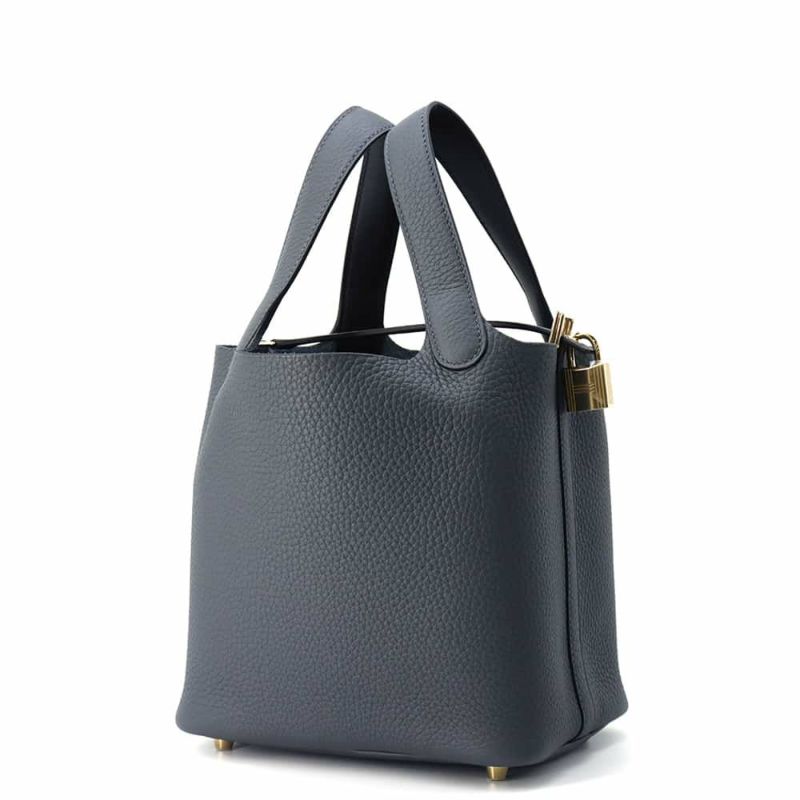 エルメス ハンドバッグ ピコタンロックPM エクラ グリミスティ/ブラック/シャンパンゴールド金具 トリヨンクレマンス W刻印