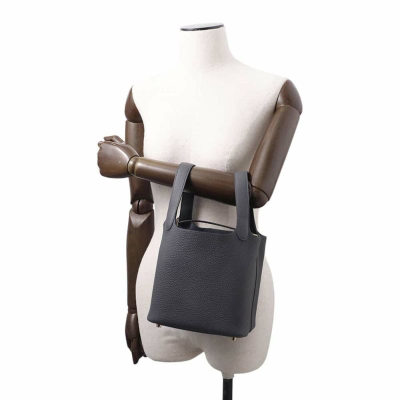 エルメス ハンドバッグ ピコタンロックPM エクラ グリミスティ/ブラック/シャンパンゴールド金具 トリヨンクレマンス W刻印