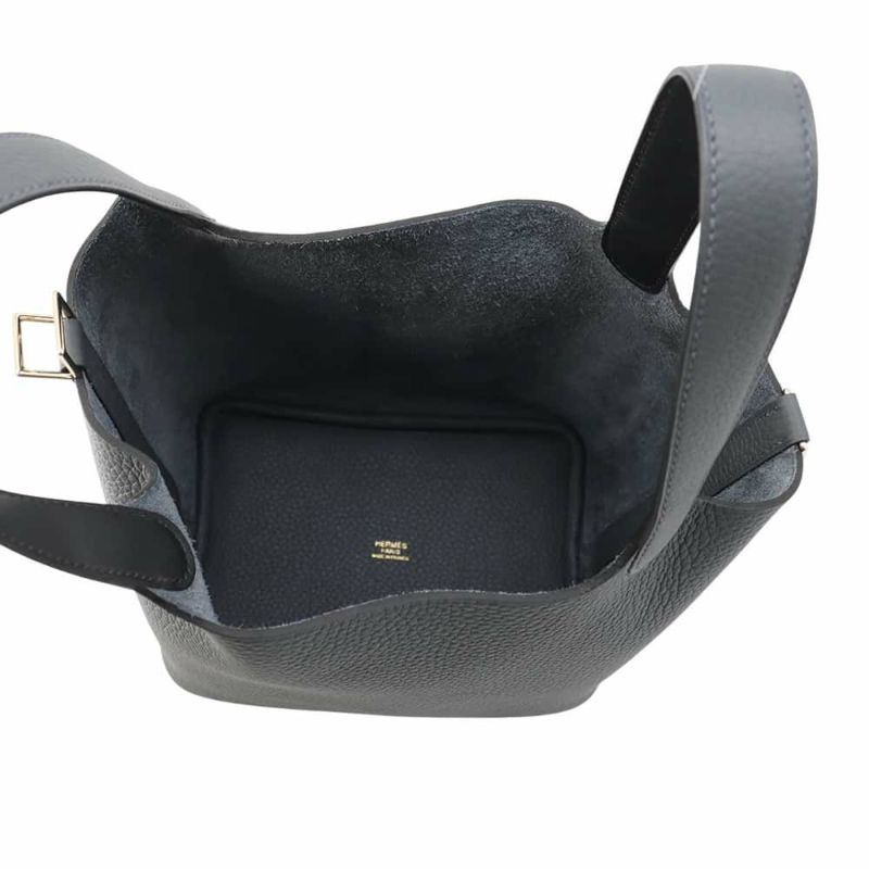 エルメス ハンドバッグ ピコタンロックPM エクラ グリミスティ/ブラック/シャンパンゴールド金具 トリヨンクレマンス W刻印