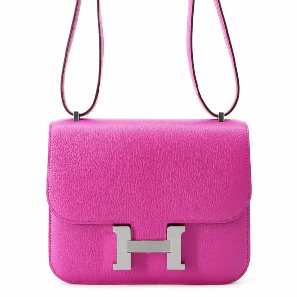 エルメス ミニ コンスタンス3 マグノリア/シルバー金具 シェブルミゾル U刻印 HERMES バッグ シェーブル