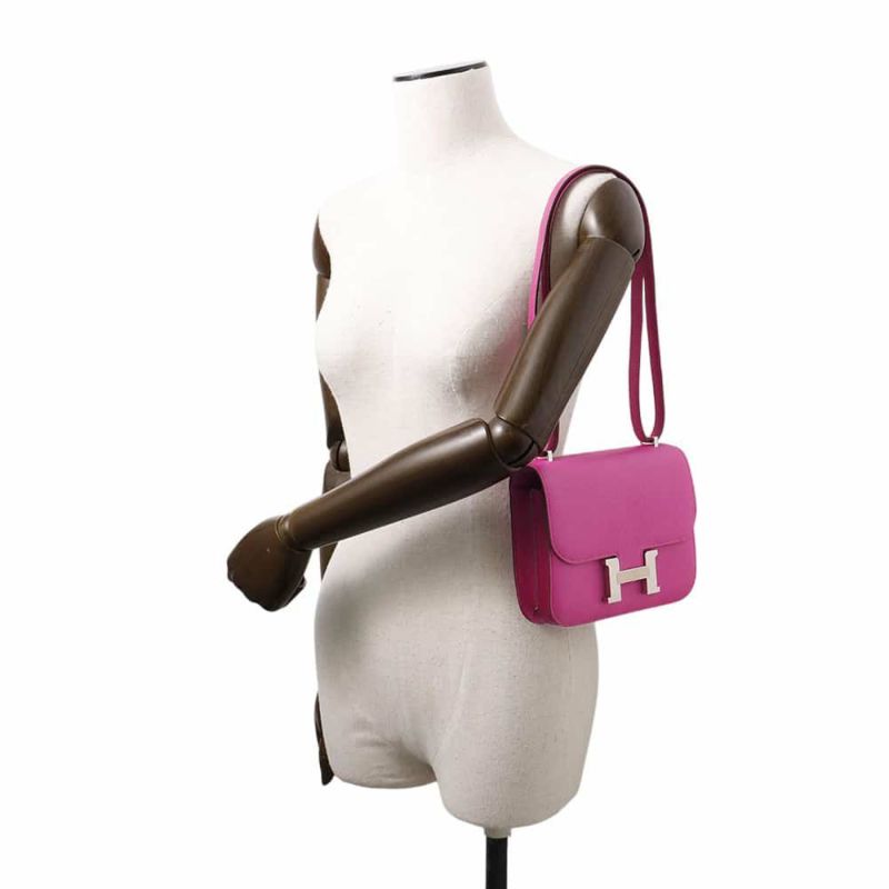 エルメス ミニ コンスタンス3 マグノリア/シルバー金具 シェブルミゾル U刻印 HERMES バッグ シェーブル