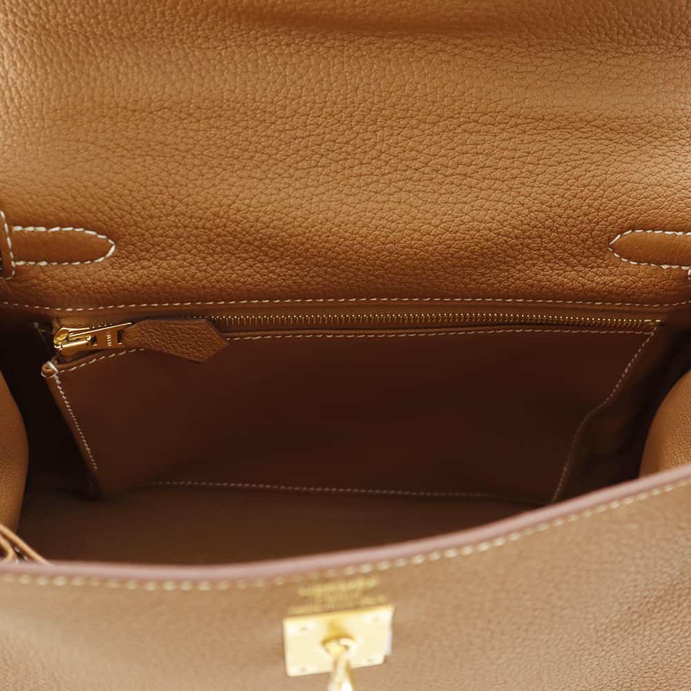 エルメス ハンドバッグ ケリー25 内縫い ゴールド/ゴールド金具 トゴ W刻印 2wayショルダー