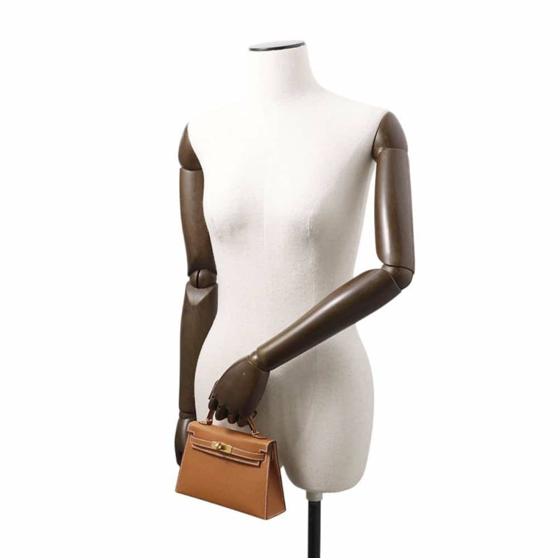 エルメス ハンドバッグ ミニケリードゥ 外縫い ゴールド/ゴールド金具 エプソン W刻印 2wayショルダー