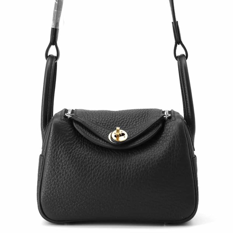 エルメス リンディ ミニ ブラック/ゴールド金具 トリヨンクレマンス W刻印 HERMES 2wayショルダー 黒