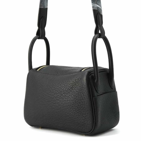 エルメス リンディ ミニ ブラック/ゴールド金具 トリヨンクレマンス W刻印 HERMES 2wayショルダー 黒