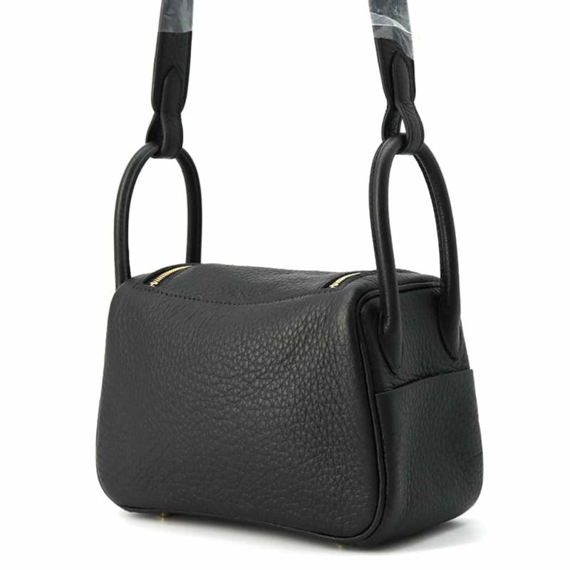 エルメス リンディ ミニ ブラック/ゴールド金具 トリヨンクレマンス W刻印 HERMES 2wayショルダー 黒