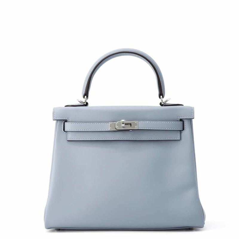 エルメス ハンドバッグ ケリー25 内縫い ブルーリン/シルバー金具 スイフト K刻印 2wayショルダー