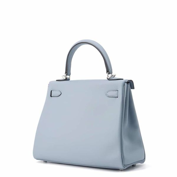 エルメス ハンドバッグ ケリー25 内縫い ブルーリン/シルバー金具 スイフト K刻印 2wayショルダー