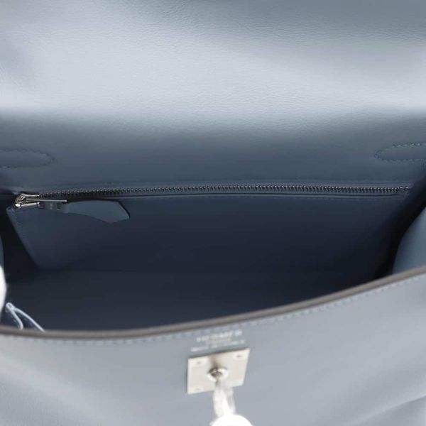 エルメス ハンドバッグ ケリー25 内縫い ブルーリン/シルバー金具 スイフト K刻印 2wayショルダー