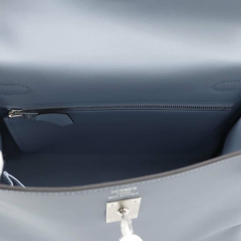 エルメス ハンドバッグ ケリー25 内縫い ブルーリン/シルバー金具 スイフト K刻印 2wayショルダー