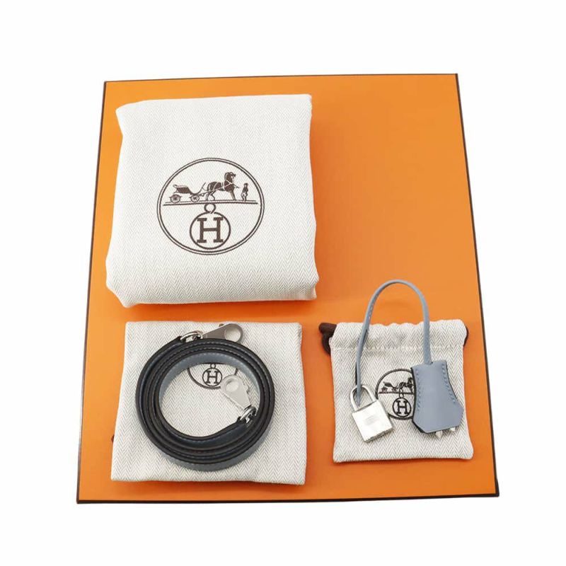 エルメス ハンドバッグ ケリー25 内縫い ブルーリン/シルバー金具 スイフト K刻印 2wayショルダー