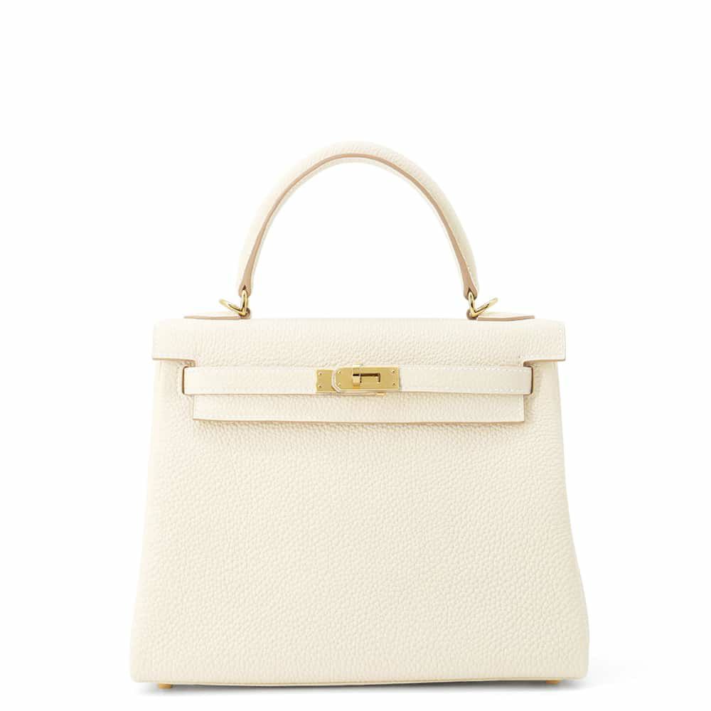 エルメス ハンドバッグ ケリー25 内縫い クレ/ゴールド金具 トゴ W刻印 2wayショルダー