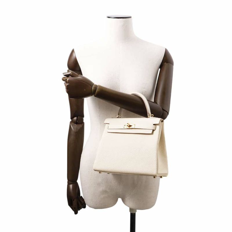 エルメス ハンドバッグ ケリー25 内縫い クレ/ゴールド金具 トゴ W刻印 2wayショルダー