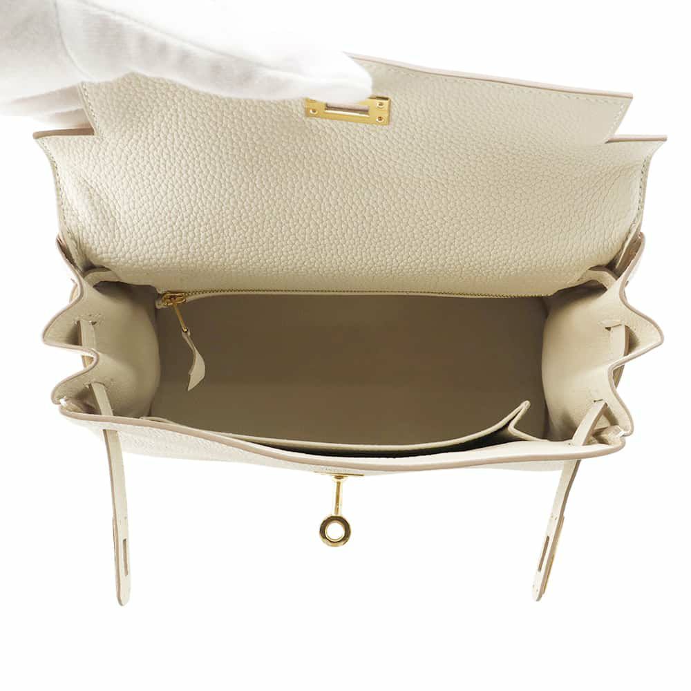 エルメス ハンドバッグ ケリー25 内縫い クレ/ゴールド金具 トゴ W刻印 2wayショルダー