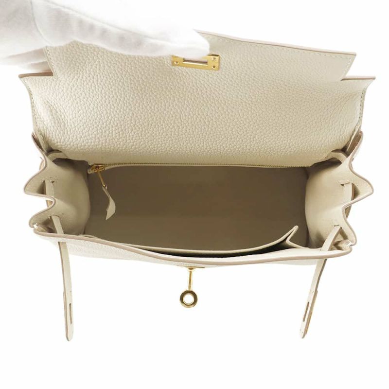 エルメス ハンドバッグ ケリー25 内縫い クレ/ゴールド金具 トゴ W刻印 2wayショルダー