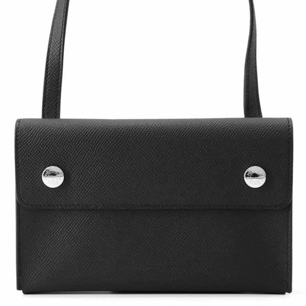 エルメス ショルダーウォレット ナップ トゥーゴー ブラック/シルバー金具 エプソン W刻印 黒