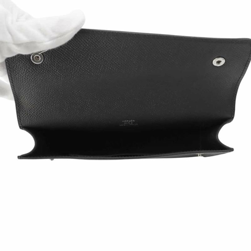 エルメス ショルダーウォレット ナップ トゥーゴー ブラック/シルバー金具 エプソン W刻印 黒