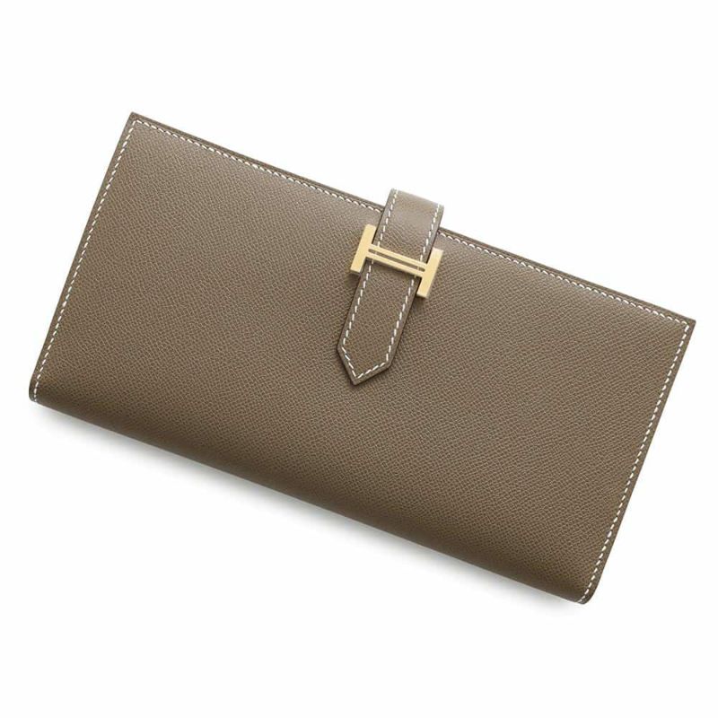 エルメス 長財布 ベアンスフレ エトゥープ/ゴールド金具 ヴォーマダム W刻印 HERMES 財布