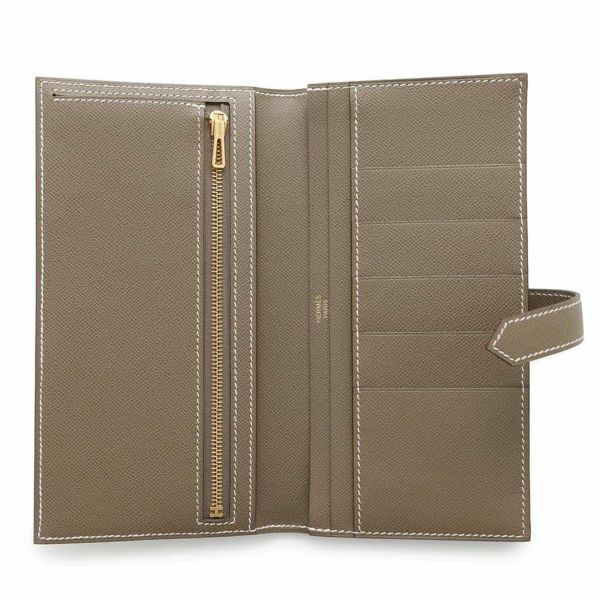 エルメス 長財布 ベアンスフレ エトゥープ/ゴールド金具 ヴォーマダム W刻印 HERMES 財布
