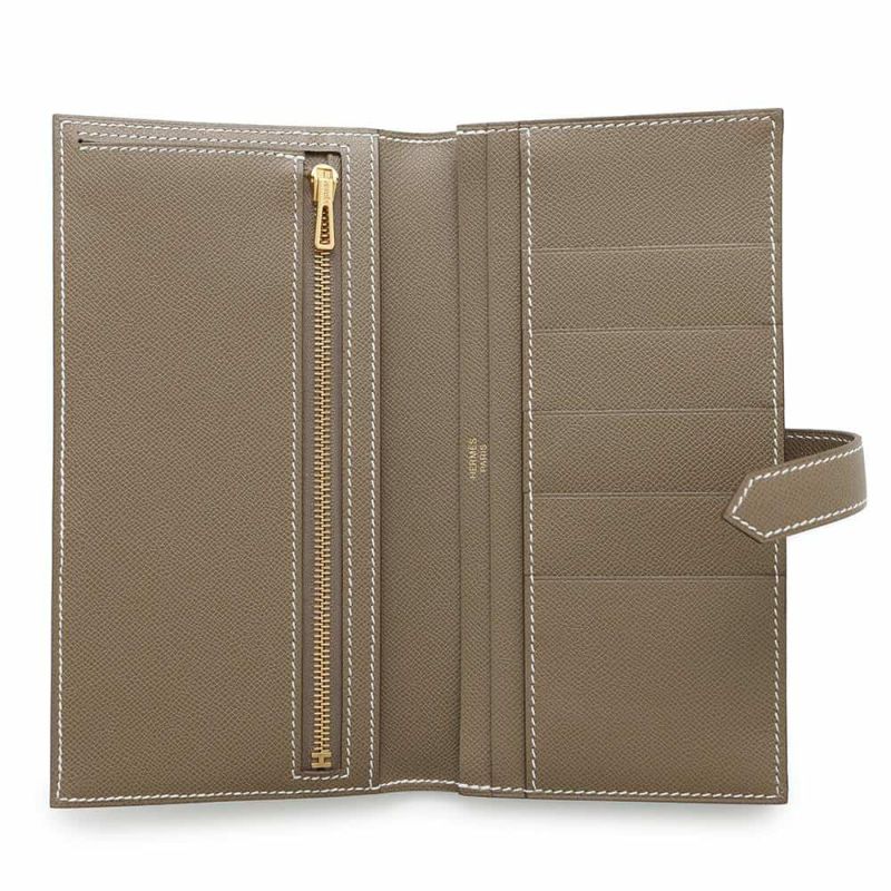 エルメス 長財布 ベアンスフレ エトゥープ/ゴールド金具 ヴォーマダム W刻印 HERMES 財布