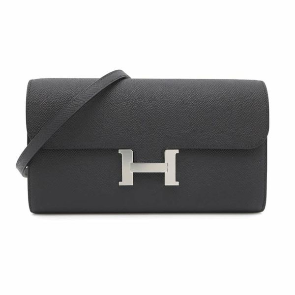 エルメス 長財布 コンスタンス トゥーゴー ロング ブラック/シルバー金具 エプソン K刻印 HERMES 黒