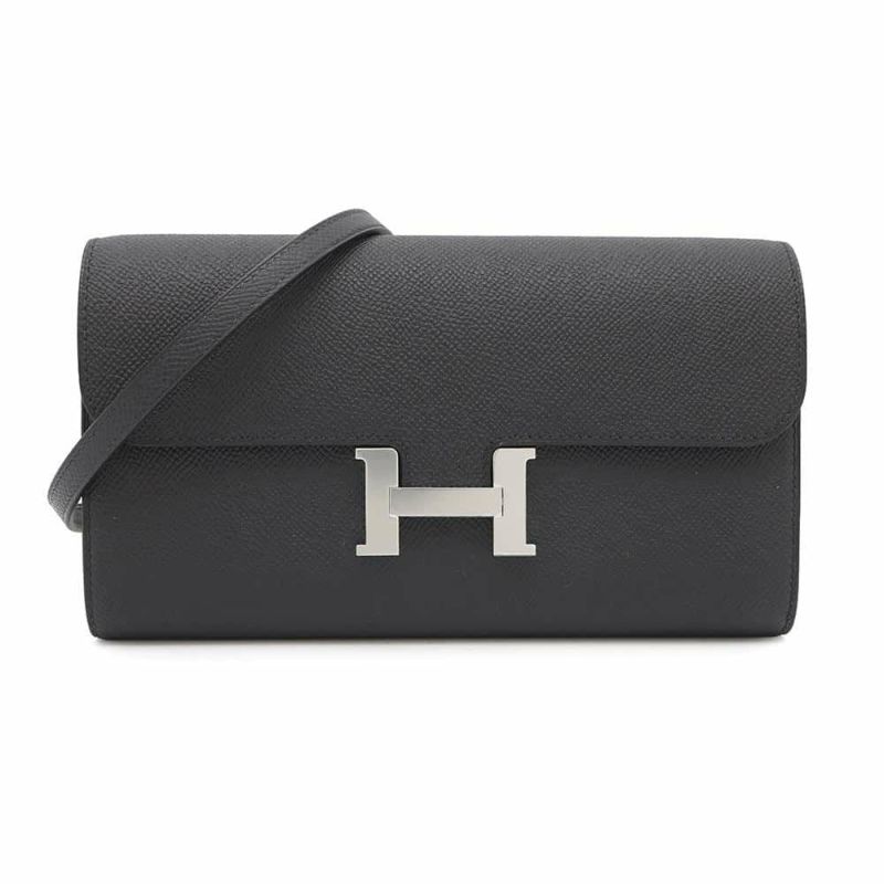 エルメス 長財布 コンスタンス トゥーゴー ロング ブラック/シルバー金具 エプソン K刻印 HERMES 黒