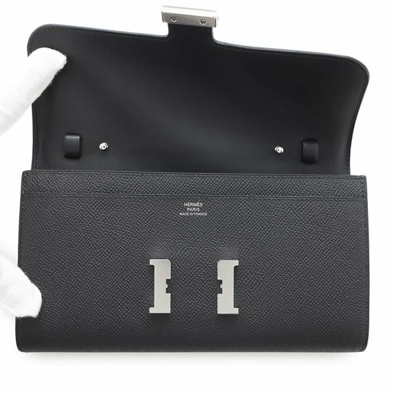 エルメス 長財布 コンスタンス トゥーゴー ロング ブラック/シルバー金具 エプソン K刻印 HERMES 黒