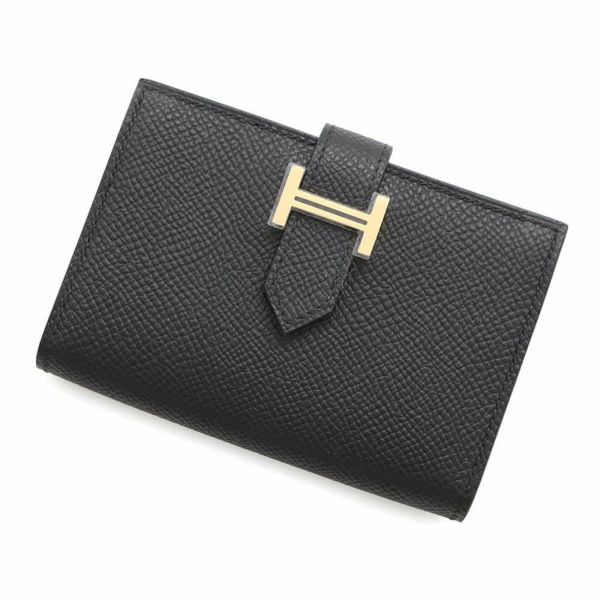 エルメス カードケース ベアン ミニ ブラック/ゴールド金具