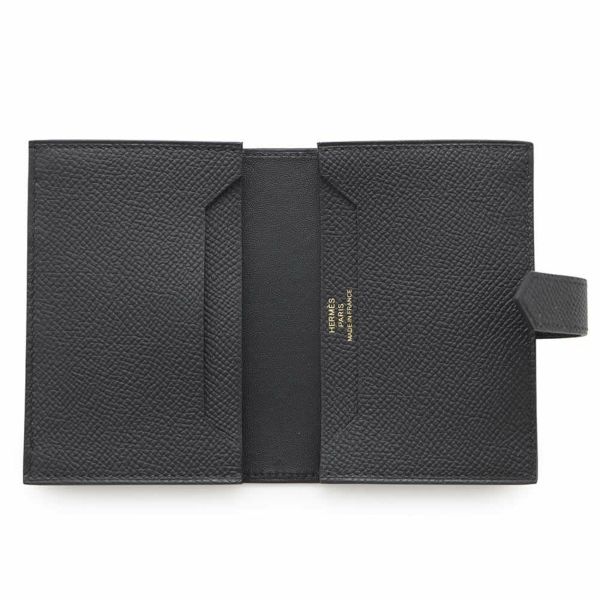 エルメス カードケース ベアン ミニ ブラック/ゴールド金具 エプソン W刻印 HERMES 名刺入れ 黒