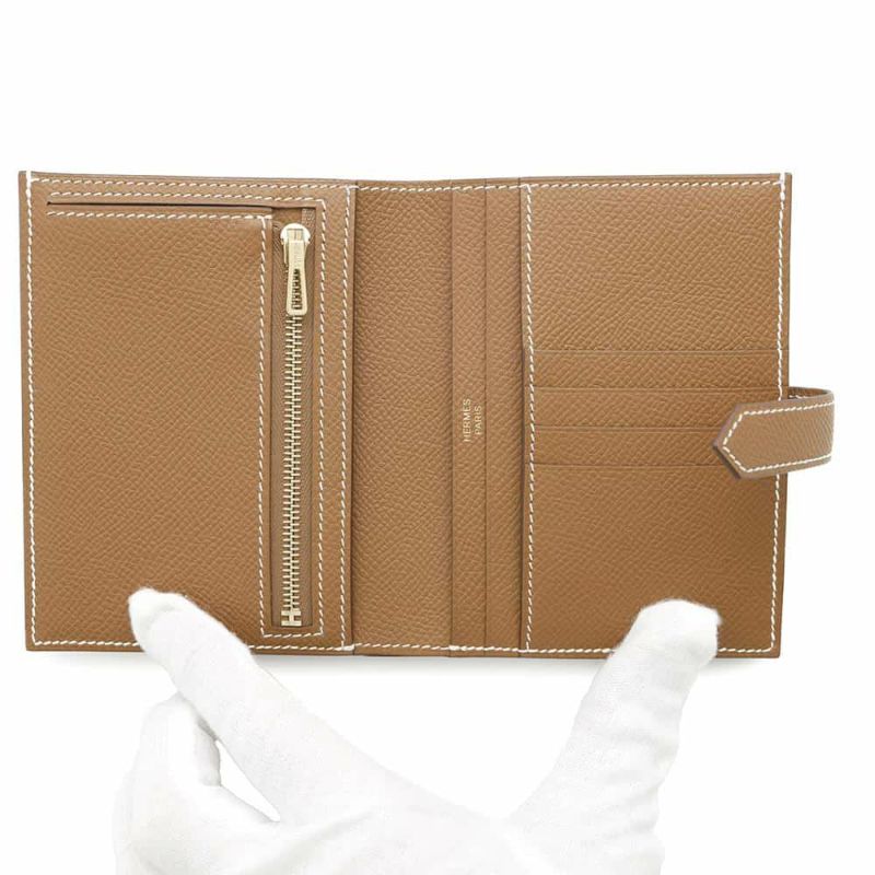 エルメス 二つ折り財布 ベアンコンパクト ゴールド/ゴールド金具 エプソン W刻印 HERMES 財布