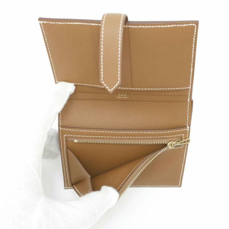 エルメス 二つ折り財布 ベアンコンパクト ゴールド/ゴールド金具 エプソン W刻印 HERMES 財布