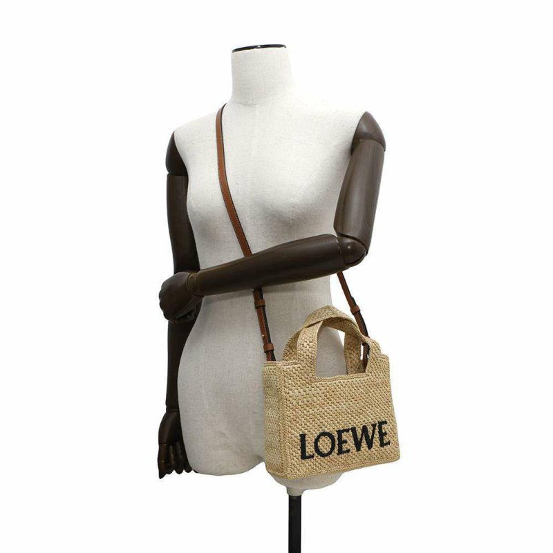 ロエベ ハンドバッグ フォント トート ミニ ラフィア A685V46X01 LOEWE 2wayショルダーバッグ かごバッグ