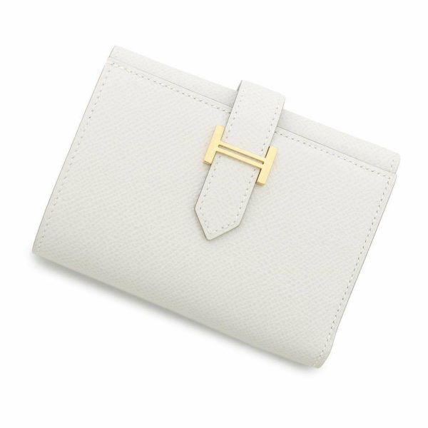 エルメス 三つ折り財布 ベアン コンビネ グリスペール/ゴールド