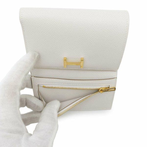 エルメス 三つ折り財布 ベアン コンビネ グリスペール/ゴールド