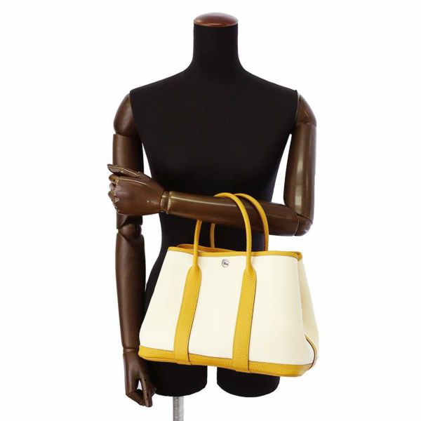 エルメス トートバッグ ガーデンパーティTPM ジョーヌアンブル/バニラ/シルバー金具 ネゴンダ/トワルオフィシェ C刻印