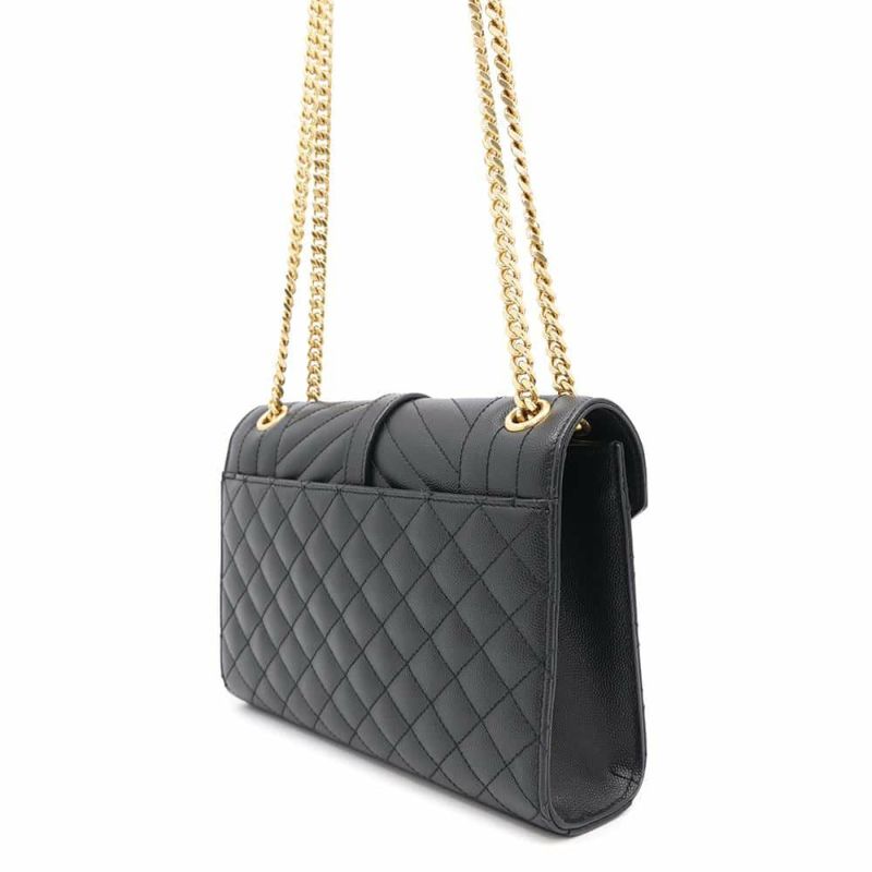 サンローランパリ チェーンショルダーバッグ エンヴェロップ ミディアム カーフレザー 600185 2way 黒