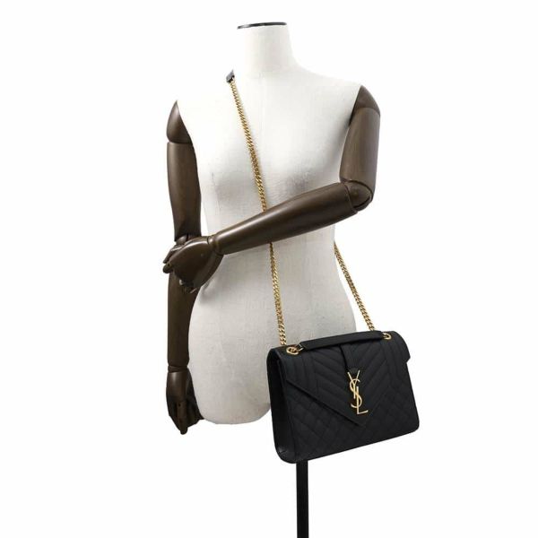 サンローランパリ チェーンショルダーバッグ エンヴェロップ ミディアム カーフレザー 600185 2way 黒